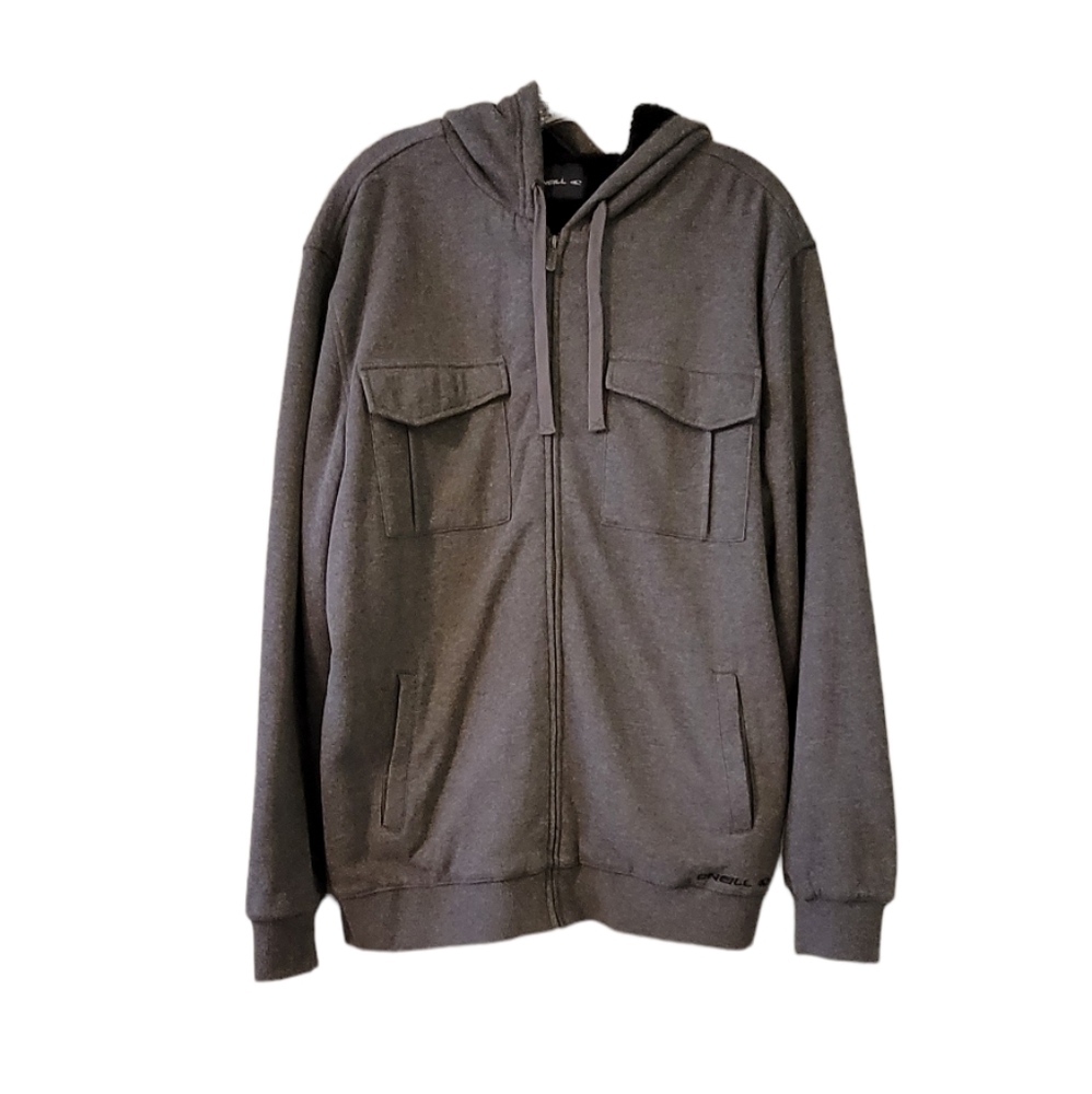 O'Neill Faux Sherpa Lined Gray Hoodie Size Large